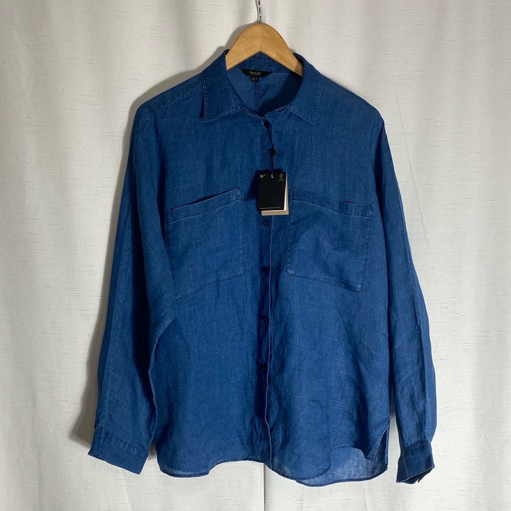 Massimo Dutti Linen Long Sleeves Blouse button down top Size S